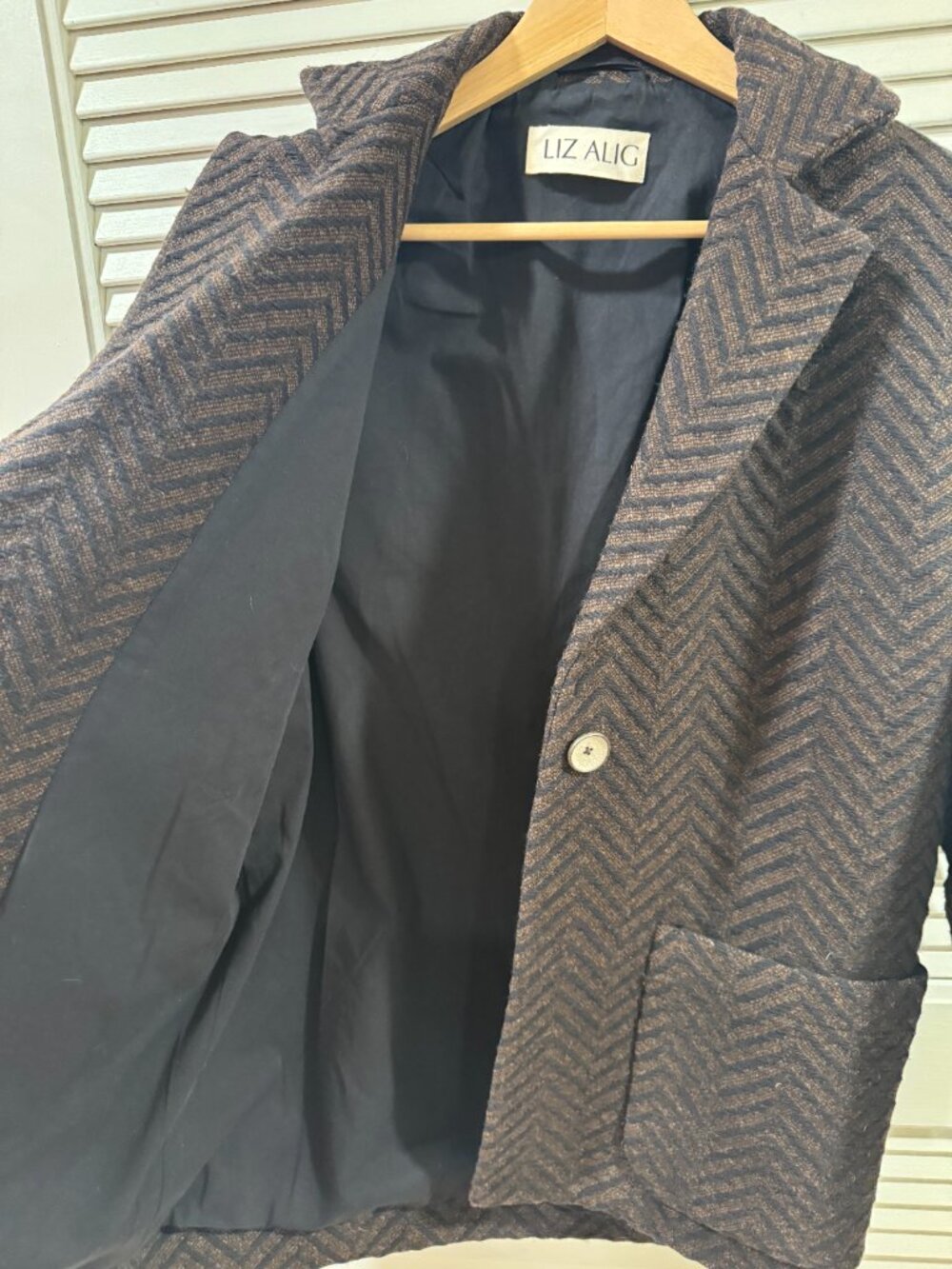 Liz Alig Portuguese Wool Pieper Coat – Brown/Black Herringbone (M) - Picture 8 of 16